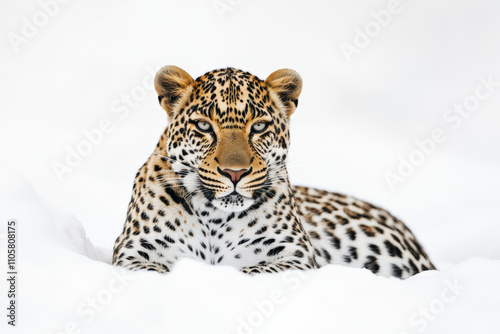 Full body view of a leopard on white background. photo