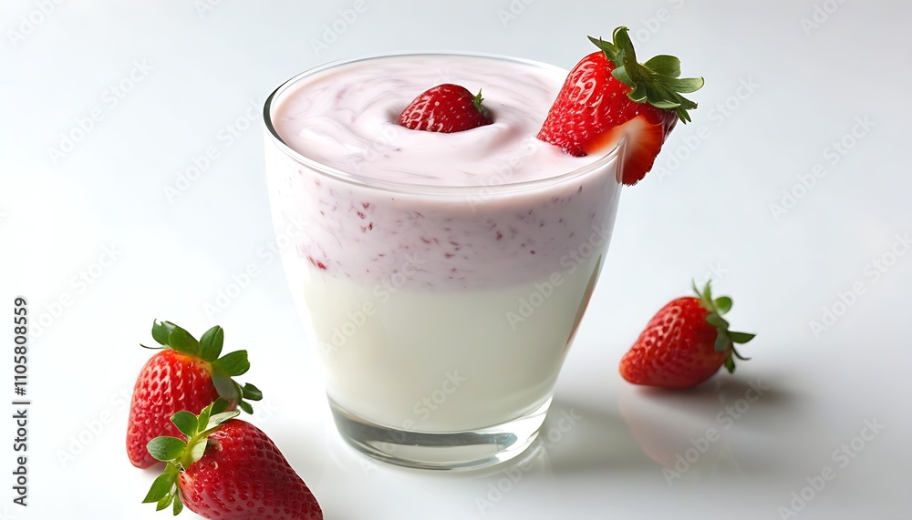 Delicious strawberry yogurt in a glass: a refreshing treat Delicious strawberry yogurt in a glass: a refreshing treat