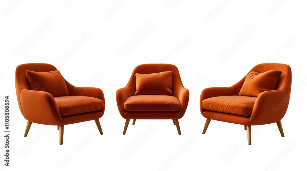 Isolated modern lounge chair with wooden frame and comfortable fabric seat, perfect for relaxation and stylish home decor Isolated modern lounge chair with wooden frame and comfortable fabric seat, perfect for relaxation and stylish home decor