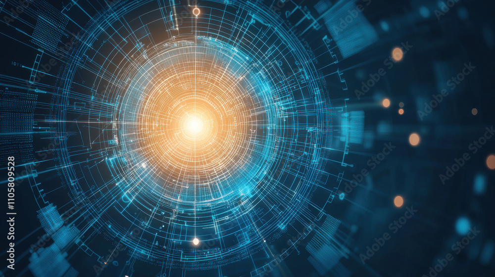 high resolution image of digital technology with glowing circular patterns, representing data flow and connectivity. vibrant colors evoke sense of innovation and advancement high resolution image of digital technology with glowing circular patterns, representing data flow and connectivity. vibrant colors evoke sense of innovation and advancement