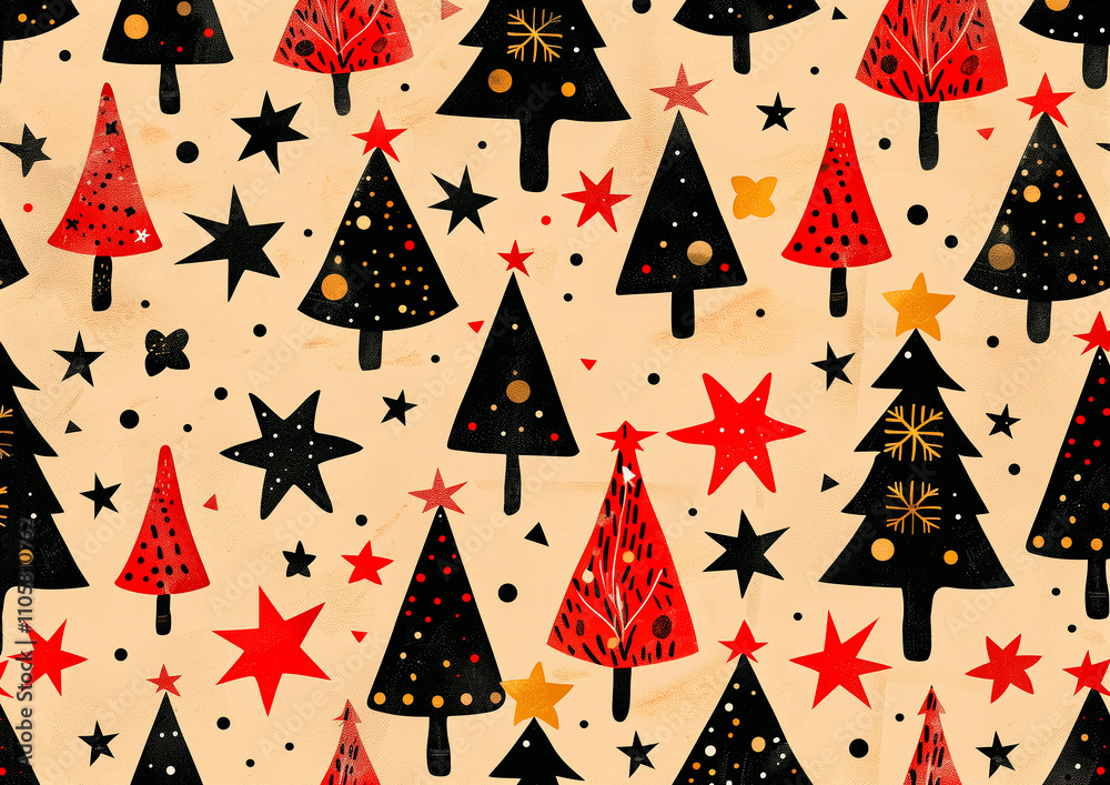 illustrations of Christmas motifs for Wrapping paper and background illustrations of Christmas motifs for Wrapping paper and background