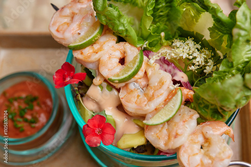 salad with shrimps and vegetables