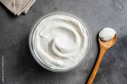 Fresh Greek Yogurt in bowl photo