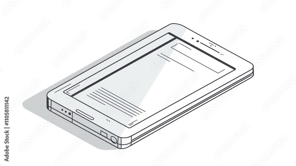 Isometric illustration of a smartphone displaying a webpage. Isometric illustration of a smartphone displaying a webpage.