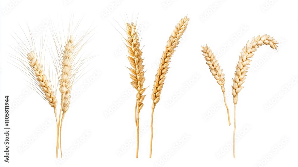 Golden wheat ears isolated on a white background Golden wheat ears isolated on a white background