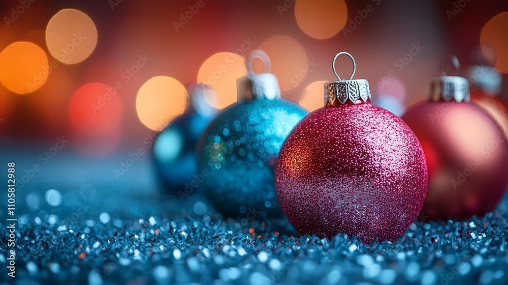 Sparkling Christmas Baubles in Festive Colors. Generative AI Sparkling Christmas Baubles in Festive Colors. Generative AI