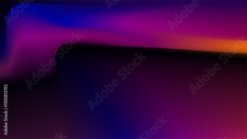 3D ridge shape frame over dark purple orange plain gradient background