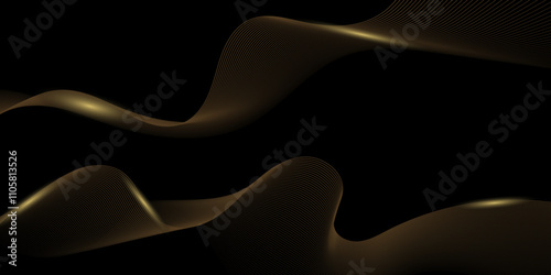 Golden Wave art depicts abstract, flowing shapes and waves in shades of gold or yellow against a black background.