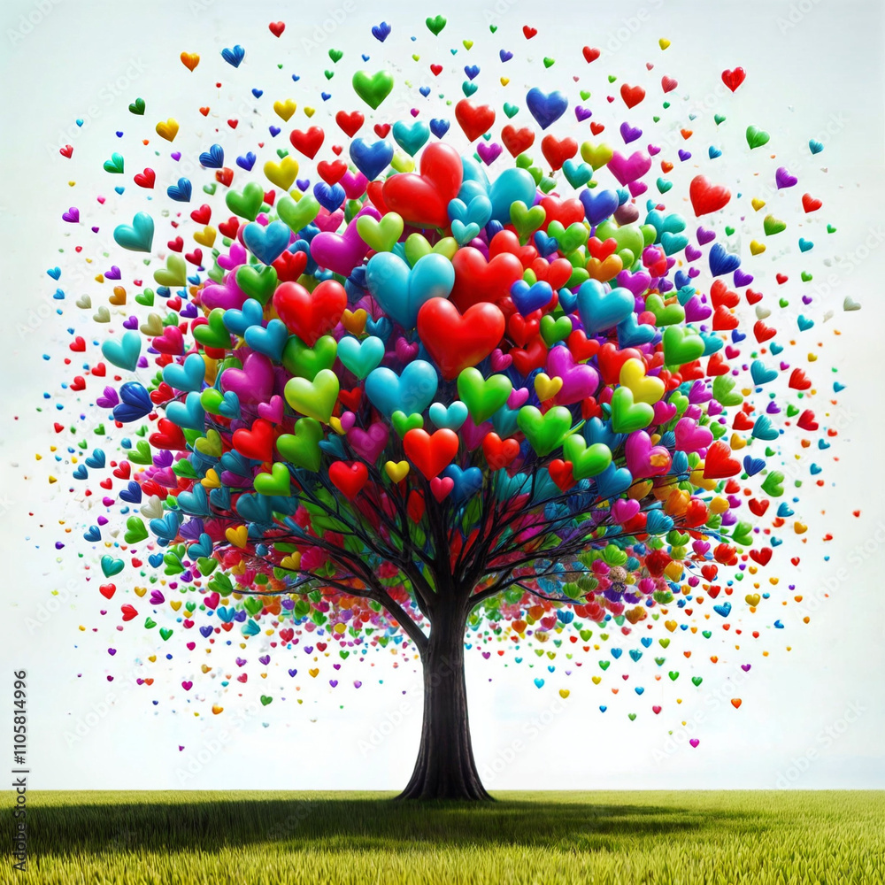 High detail illustration of love tree. Abstract illustration of a tree with hearts. High detail illustration of love tree. Abstract illustration of a tree with hearts.