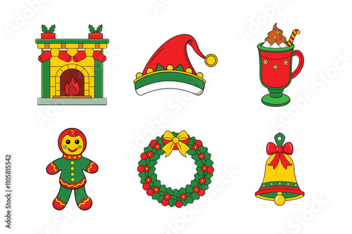 Christmas Vector Art Set: Line Art, Silhouettes, Icons, Logos, Clipart for Microstock