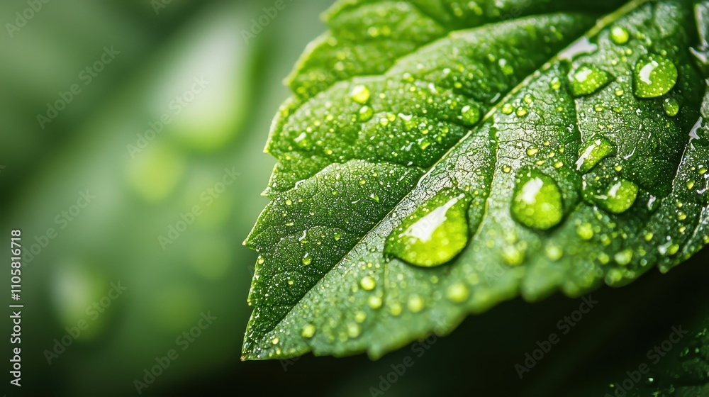 A close-up image of green leaves adorned with fresh water droplets, showcasing nature's beauty and the intricate details of plant life. A close-up image of green leaves adorned with fresh water droplets, showcasing nature's beauty and the intricate details of plant life.