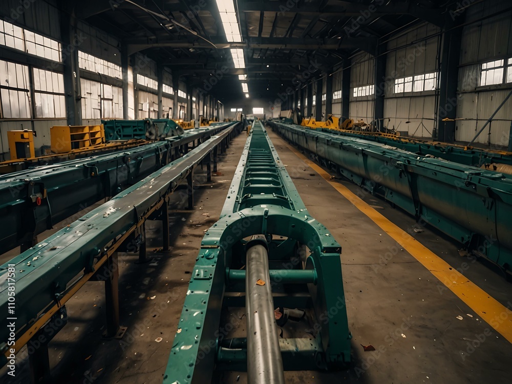 Fototapeta premium Conveyor belt in a recycling facility.