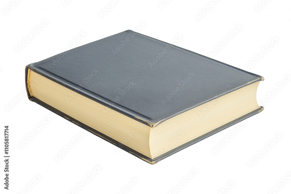 A solid dark cover book is presented isolated on a white background. The book shows a smooth texture on its cover, a visible spine, and pages that appear to be slightly aged. Ideal for educational or A solid dark cover book is presented isolated on a white background. The book shows a smooth texture on its cover, a visible spine, and pages that appear to be slightly aged. Ideal for educational or