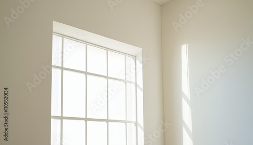 Empty Studio 3d exhibition background pastel creamy beige stage with soft natural abstract diagonal window light and shadows Minimal architectural scene