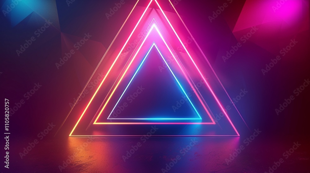 Abstract background with neon lights in triangle shape Abstract background with neon lights in triangle shape