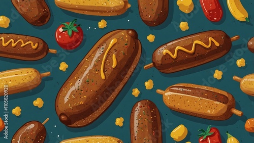 Corn dog illustration. photo