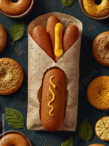 Corn dog meal illustration. photo