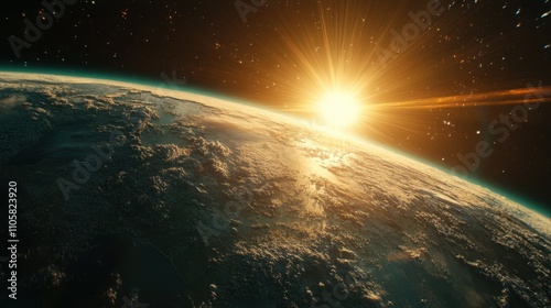 A dynamic image of Earth illuminated by radiant light, showcasing its beauty and symbolizing hope and harmony in the cosmos