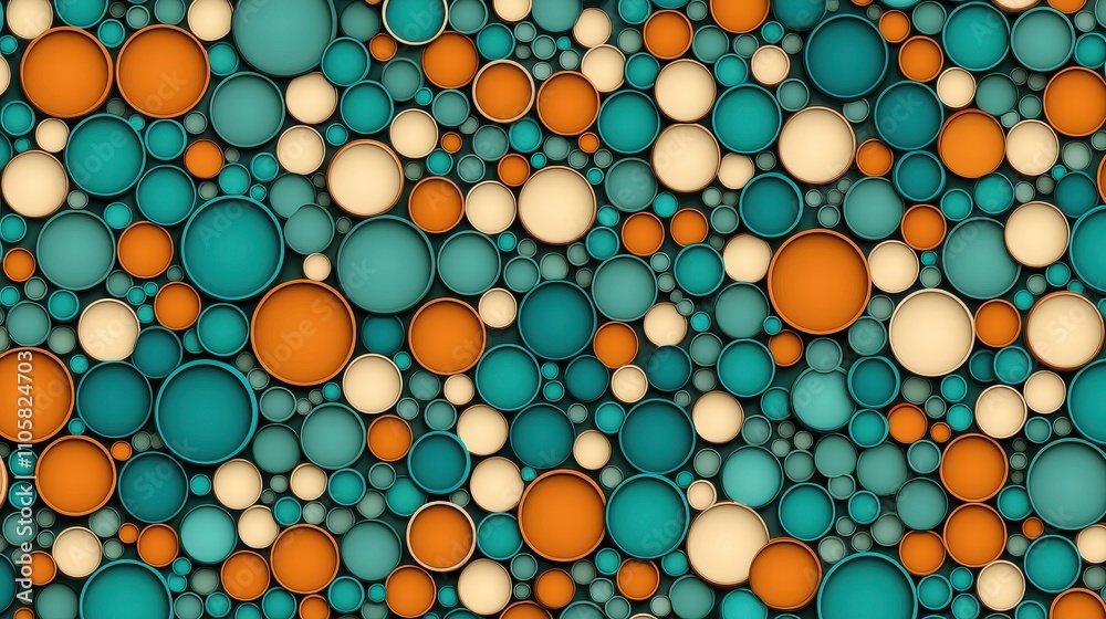 Colorful Abstract Pattern of Vivid Bubbles in Dynamic Arrangement and Varying Sizes Colorful Abstract Pattern of Vivid Bubbles in Dynamic Arrangement and Varying Sizes
