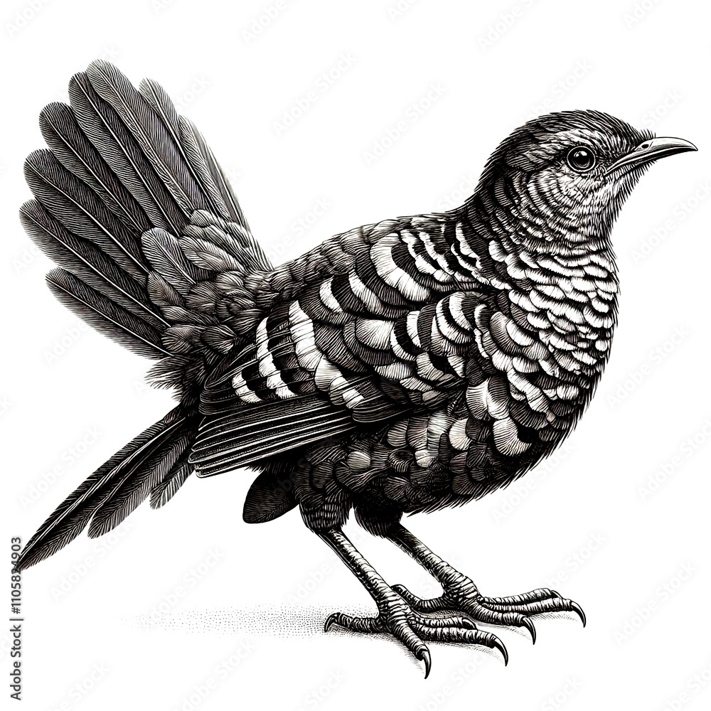 Obraz premium a lyrebird sketch engraving. White background.