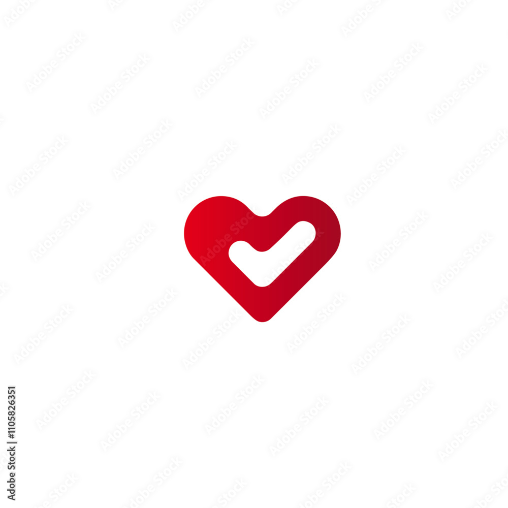 Heart check icon flat vector design Heart check icon flat vector design