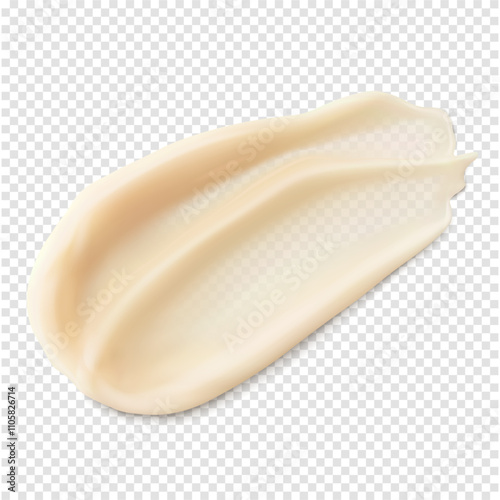 Skincare texture smear beige cosmetic cream realistic isolated vector beauty product illustration