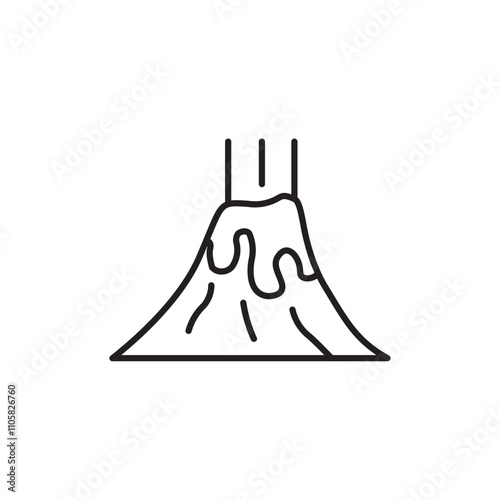 Volcano eruption icon Thin isolated logo