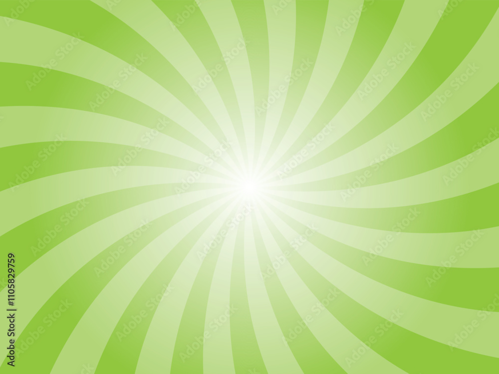 Green sunburst background. Lawn green radial retro glowing rays banner. Abstract retro whirlwind starburst vector abstract background. Twisted radial illustration. Green sunburst background. Lawn green radial retro glowing rays banner. Abstract retro whirlwind starburst vector abstract background. Twisted radial illustration.
