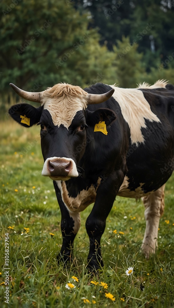Cow grazing in a meadow. Cow grazing in a meadow.