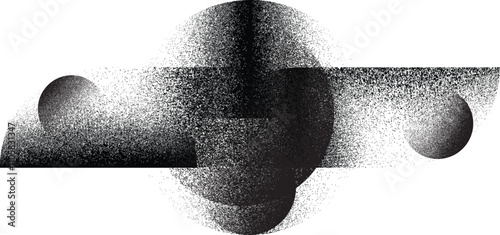 Sprayed black half circles composition .Graffiti art design . Noise textured semi circles . Spray effect .Grunge texture .Art design forms.Distressed element .Rough roller paint semicircles .Vector  