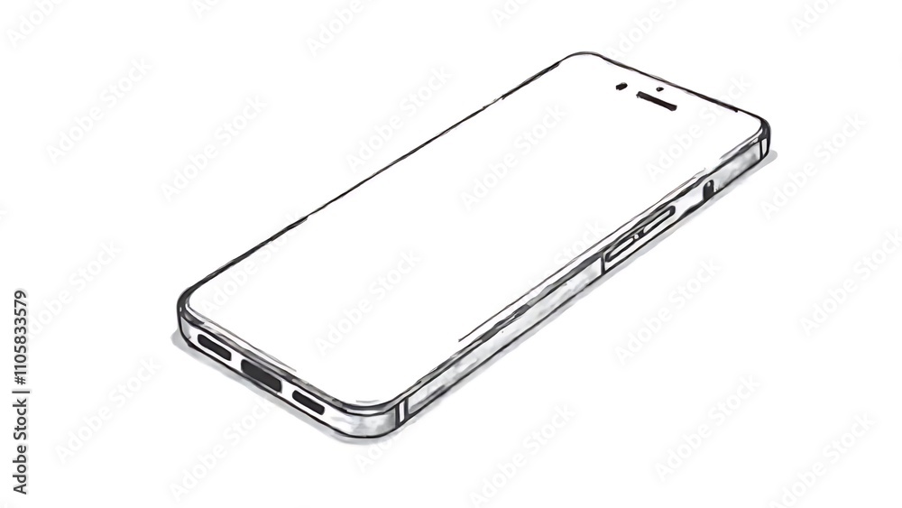 Smartphone in one line on white background Smartphone in one line on white background
