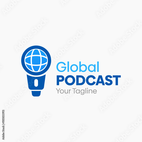 Global Podcast Logo Design Template. Good for Business, Agency, Community and Organization. 