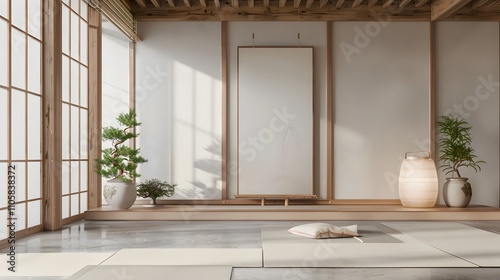Tranquil Japanese Inspired Minimalist Interior with Natural Elements