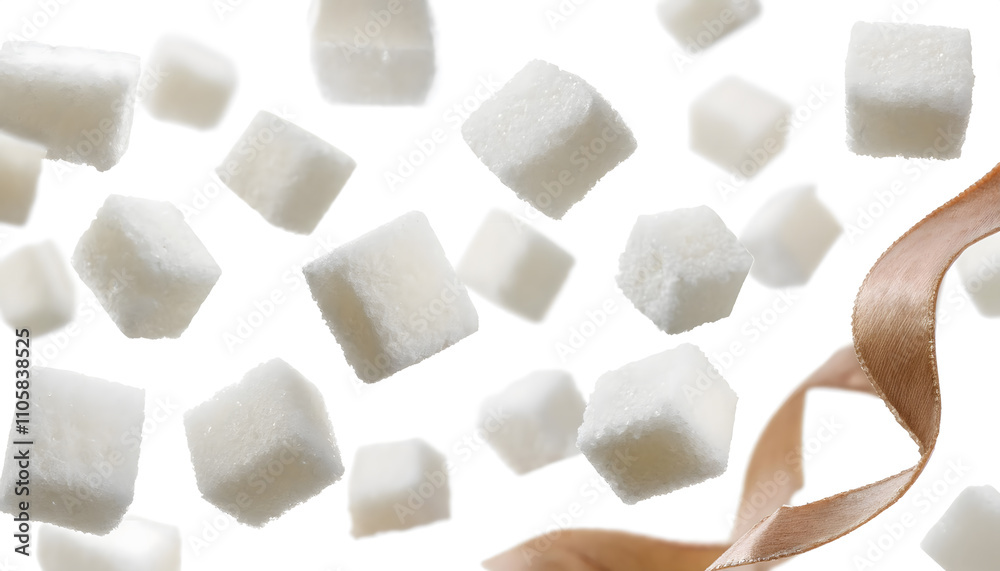 Floating Sugar Cubes and Wood Shavings Image Floating Sugar Cubes and Wood Shavings Image