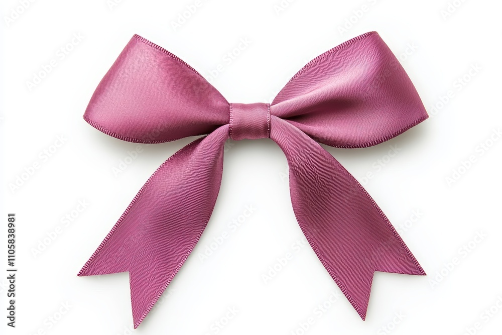 Fototapeta premium A pink ribbon bow is shown on a white background