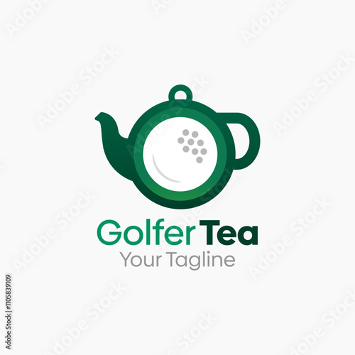 Golfer Tea Logo Design Template. Good for Business, Agency, Community and Organization. 