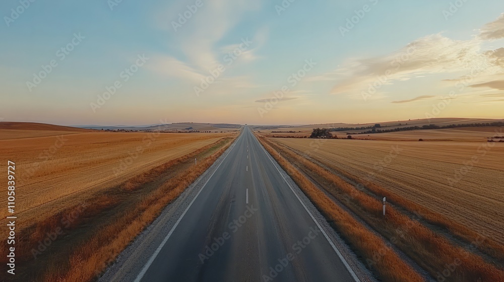 A realistic asphalt highway with bright white lane dividers, stretching far into the distance. without people A realistic asphalt highway with bright white lane dividers, stretching far into the distance. without people