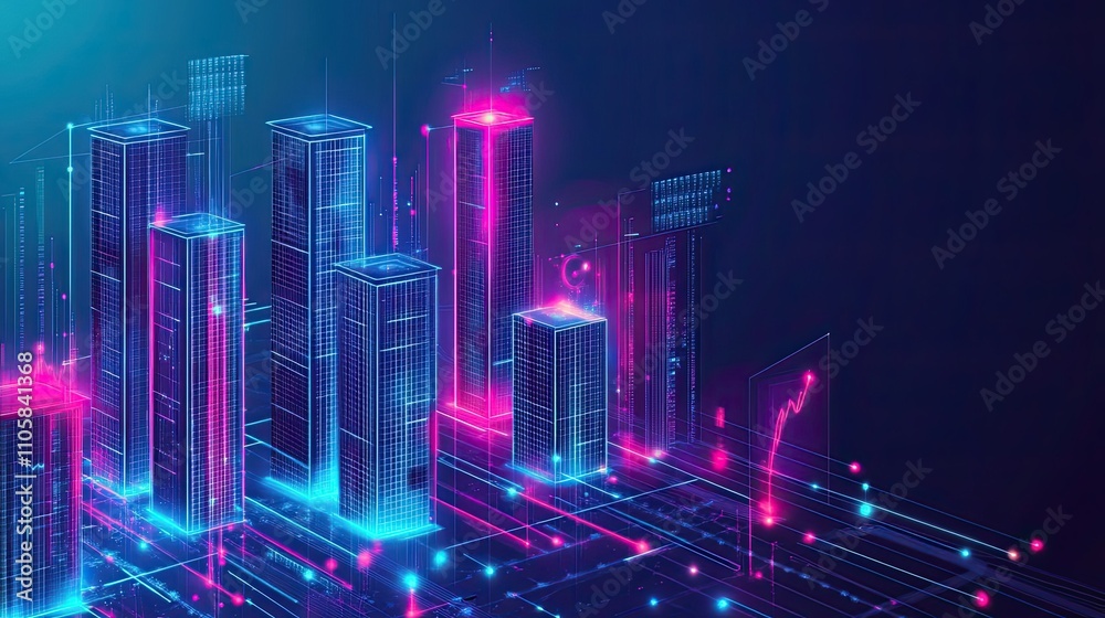 Neon Cityscape Digital Architecture Futuristic Design Neon Cityscape Digital Architecture Futuristic Design