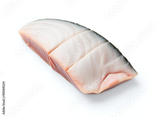 there is a fish fillet on a white surface with a white background.