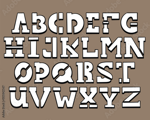 stencil font shaped alphabet set