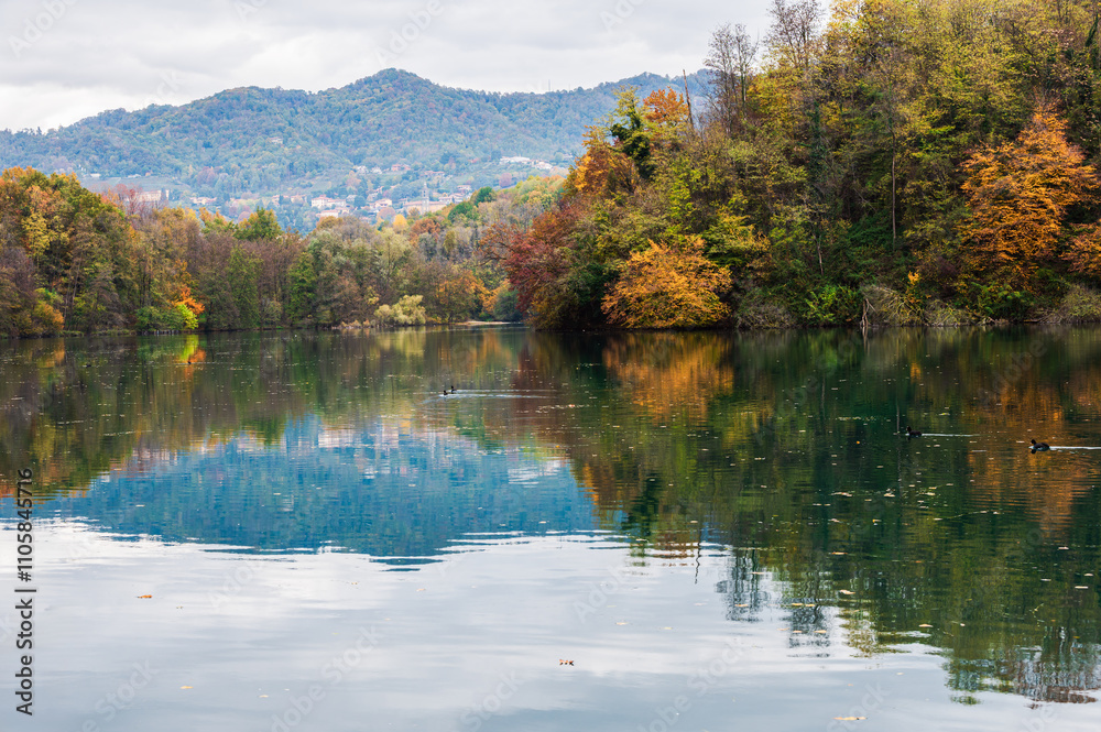adda river during the autumnal season, lecco adda river during the autumnal season, lecco