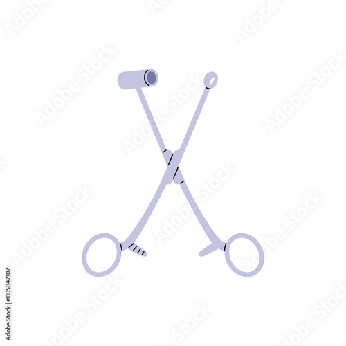 Vector illustration of round titanium earrings for mouth, nose, eyebrows on a white background