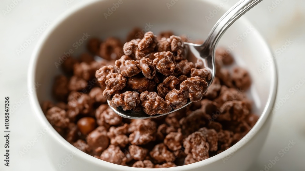 Spoon Lifting Crunchy Chocolate Cereal Delight Spoon Lifting Crunchy Chocolate Cereal Delight