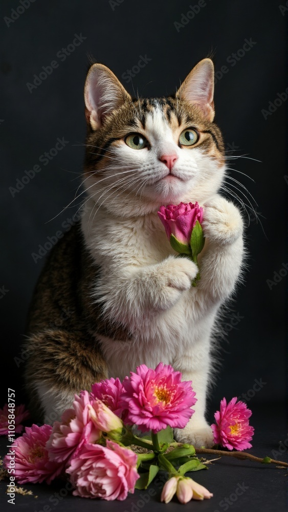 Cat with flower