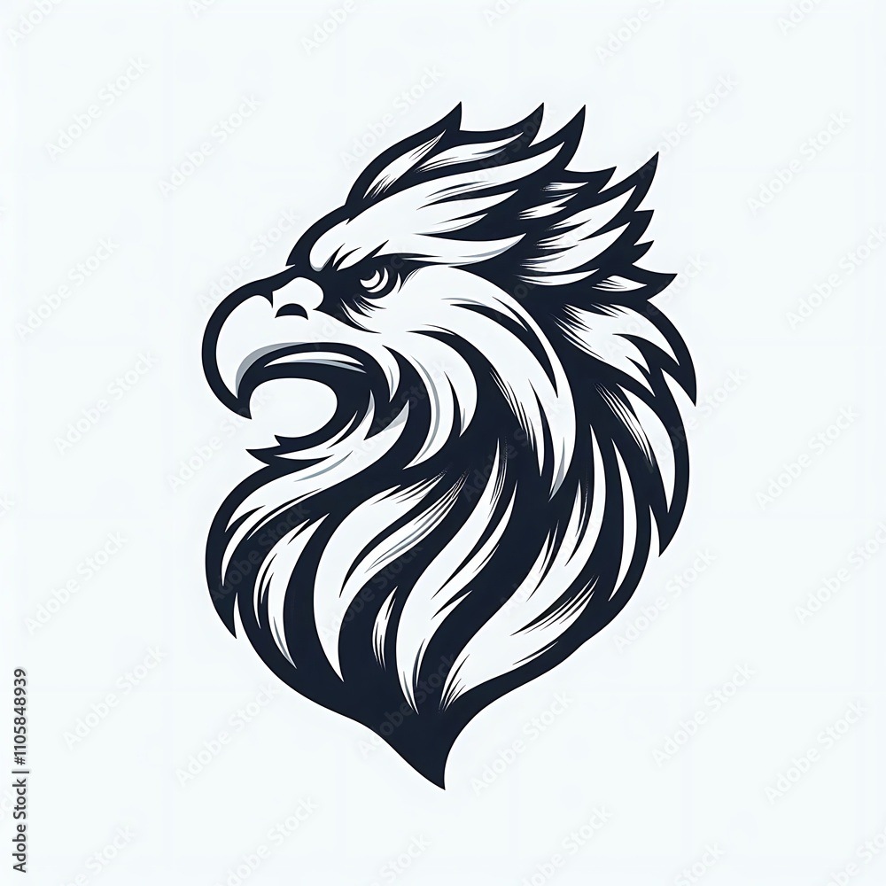 Obraz premium Stylized eagle head illustration with fierce expression.
