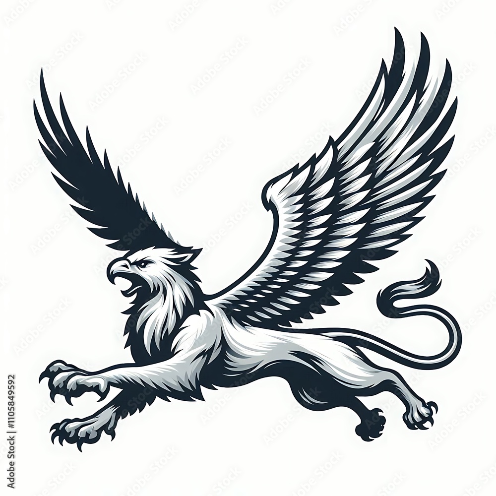 A stylized griffin with wings and a lion's body. A stylized griffin with wings and a lion's body.