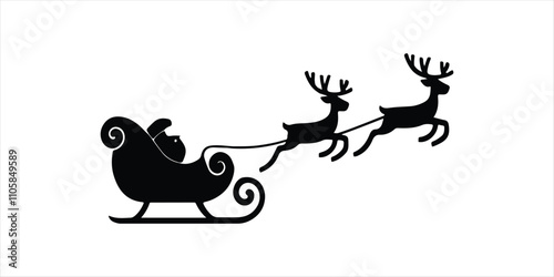 Christmas sleigh silhouette on white background. vector art.