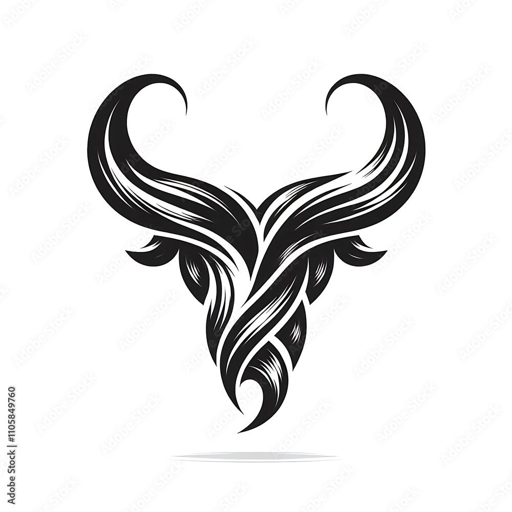 Fototapeta premium Abstract bull head design with flowing lines.