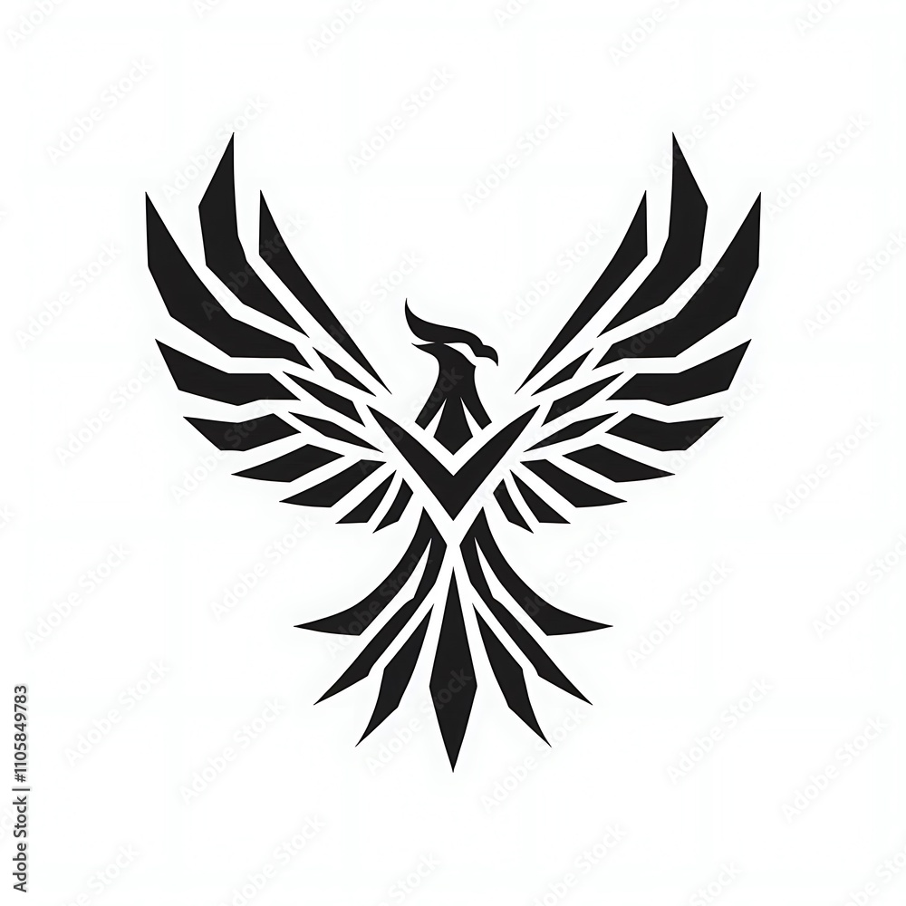 Obraz premium Stylized black phoenix with extended wings.