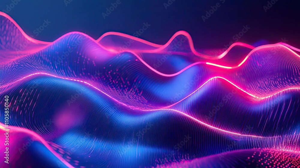 Abstract Blue And Pink Wave Data Visualization
